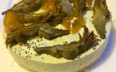 Cheesecake salata ai carciofi di Sardegna e limoni caramellati