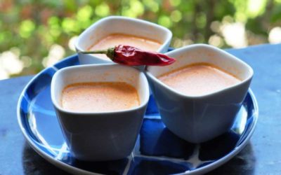 Panna cotta con crema di peperoncino piccante