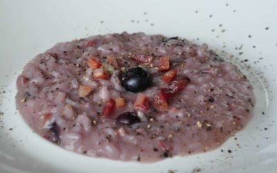 Carnaroli autentico Riserva San Massimo con mirtilli, speck dell’Alto Adige e Fiordifrutta Rigoni d’Asiago