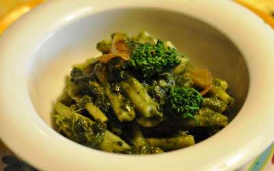 Strozzapreti con cime di rapa in due consistenze e scorzette di limone candito e una stampante speciale!