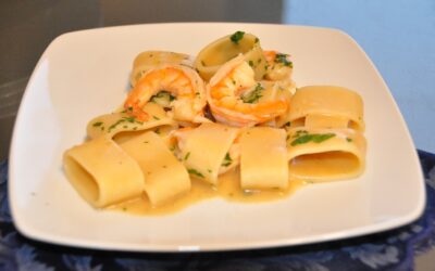 Calamarata Di Martino con mazzancolle e crema di cannellini al timo