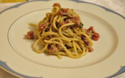 Spaghetti Mancini con pesto di carciofi e tonno marinato