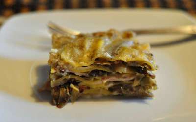 Lasagne con carciofi e pancetta